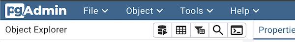 pgAdmin Toolbar